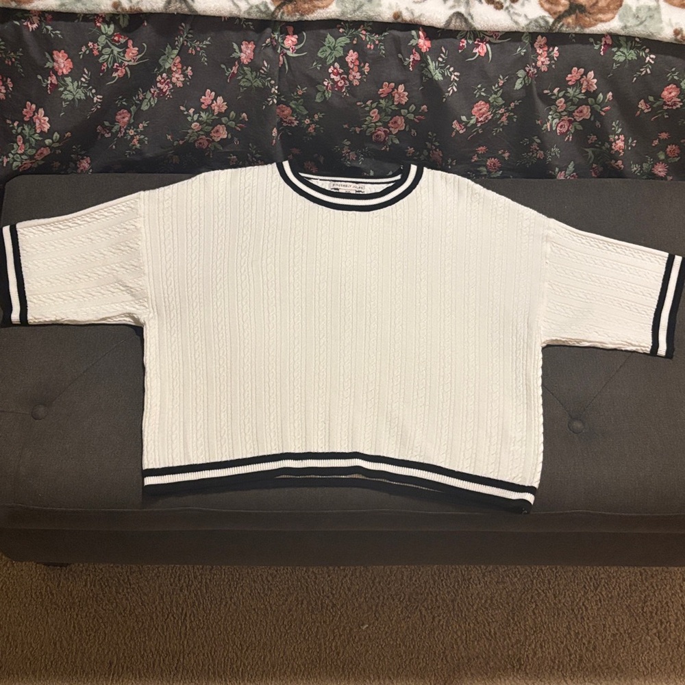 Sincerely Jules White and Black Sweater